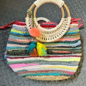 Colorful Woven Handbag with Wooden Handles originally purchased from Francesca’s